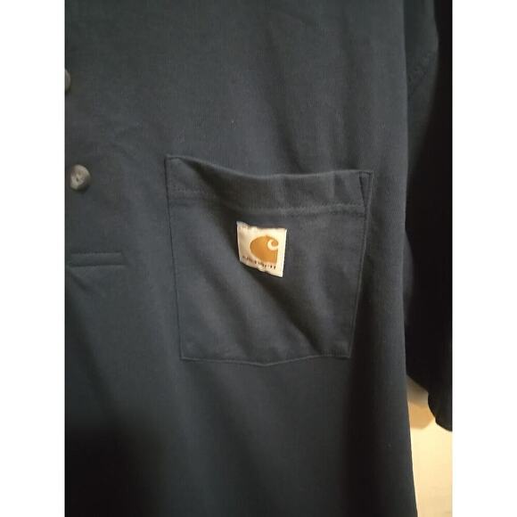 Men’s Carhartt Shirt Navy Size M NWT Buttons Up Front Pocket Henley - Picture 3 of 7